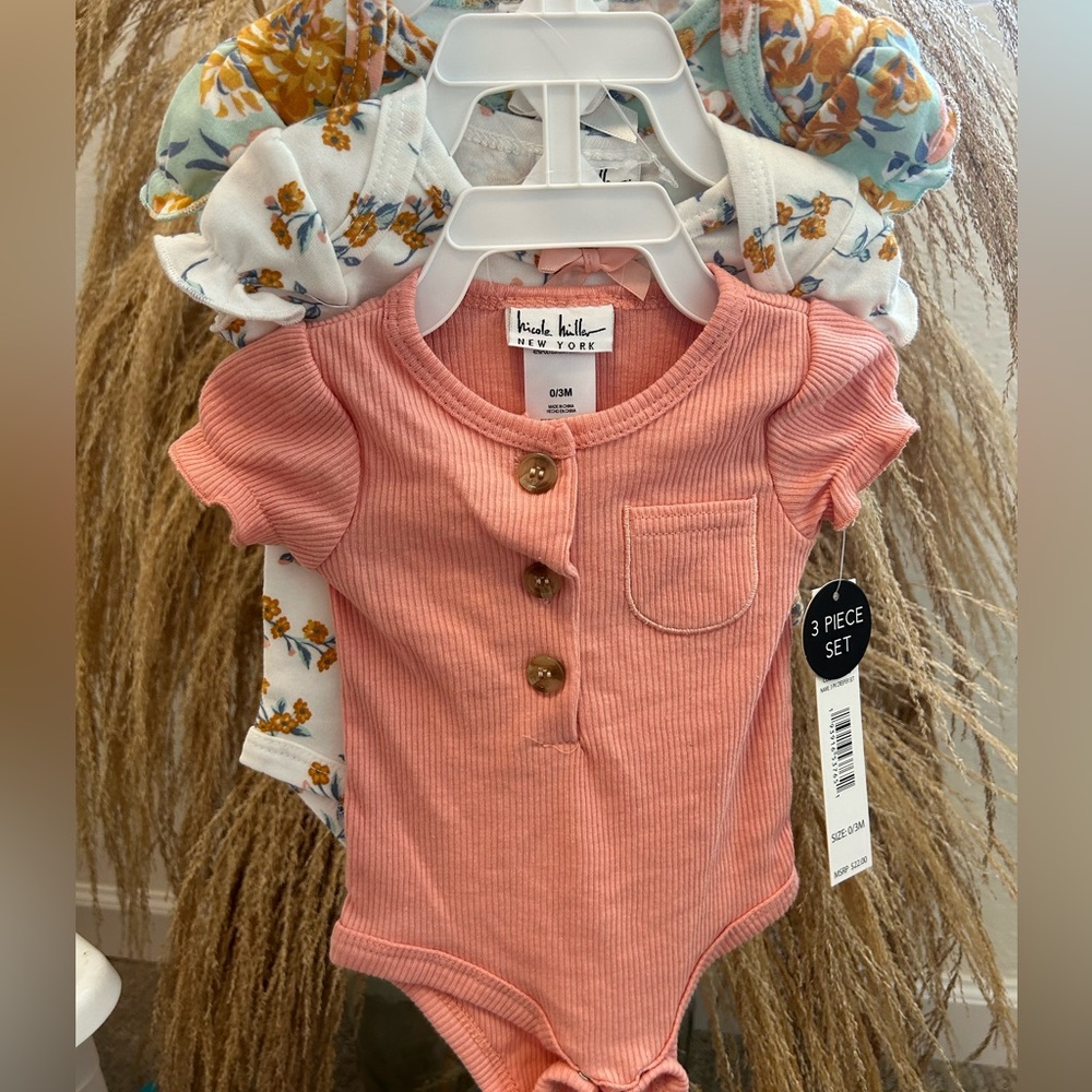 Baby girl- Nicole Miller NY 3 piece set of onesies
